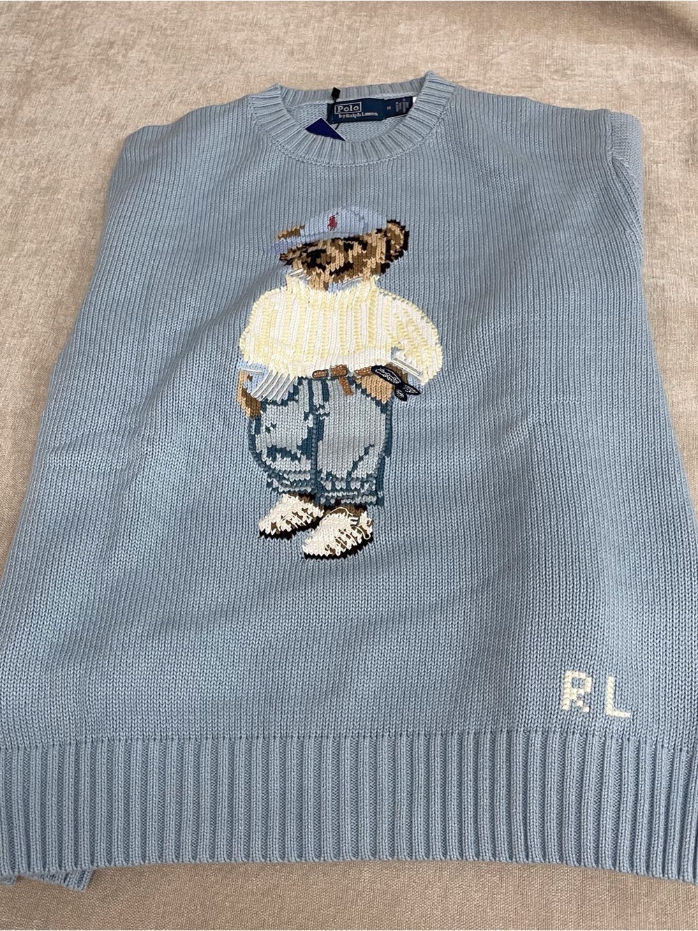 Polo by Ralph Lauren Baby Blue Bear Intarsia Crewneck Sweater - Picture 3 of 8